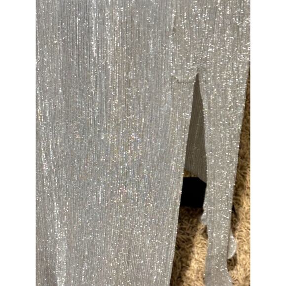 Silver Metallic Maxi Halter Keyhole Formal Prom Cocktail Dress Sz 8 Glam Holiday - Picture 4 of 12